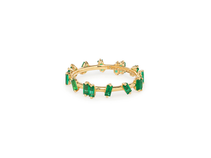 Suzane Kalan yellow gold emerald barb band baguettes