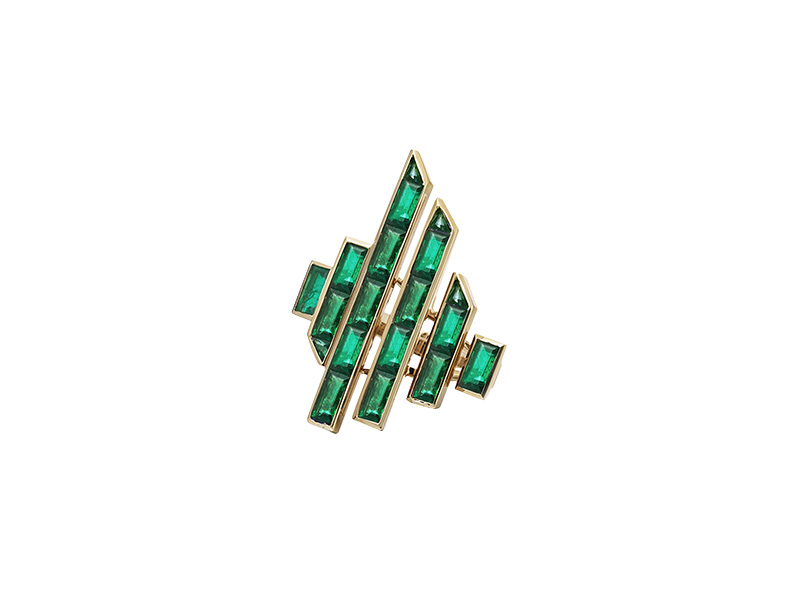 Tomasz donocik yellow gold emeralds stones ring