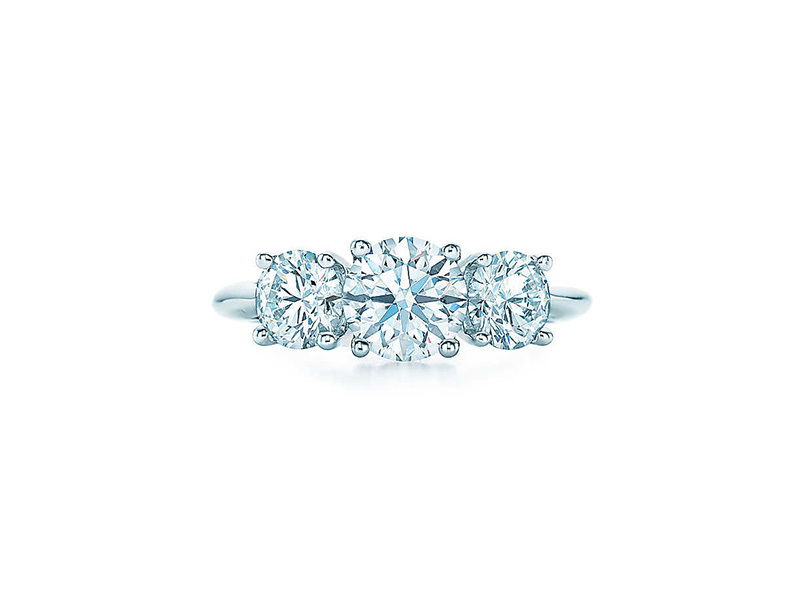 tiffany engagement ring three round brilliant diamonds platinum