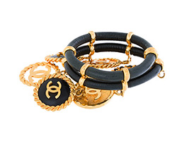 Chanel Vintage bangle medallion lam skin