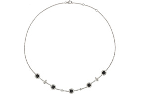 Laura Sayan Chouchan Choker set with five onyx and grey diamonds on white gold