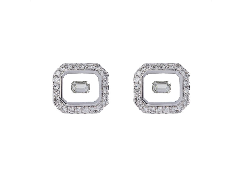 Nikos Koulis univers Line Earrings White gold with white diamonds