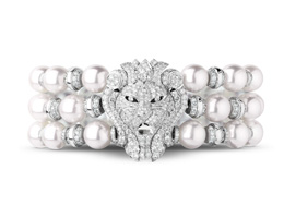 Sous le Signe du Lion Bracelet White Gold Diamonds And one Cultured Pearl