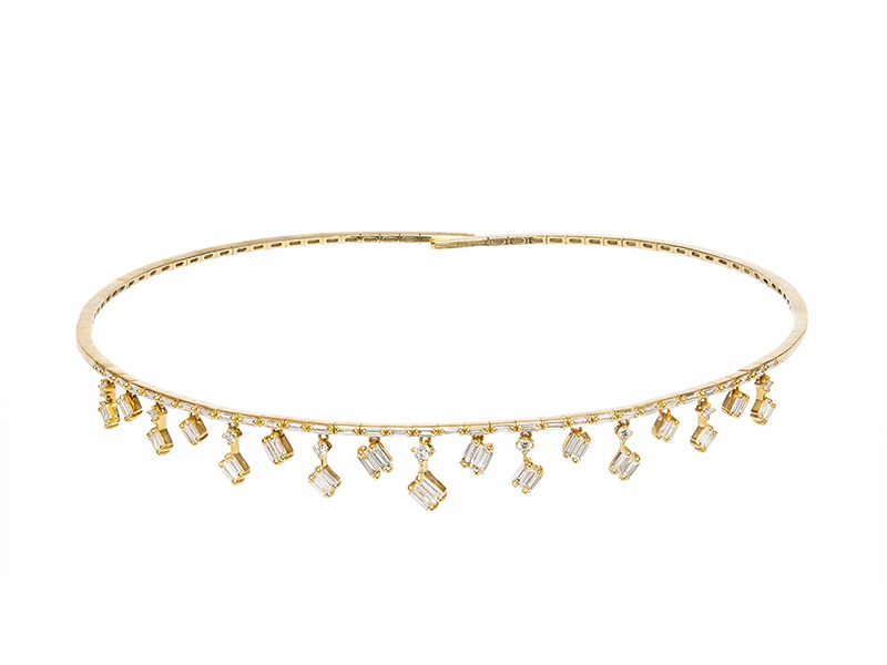 Suzanne Kalan Cascade Fireworks Charm Choker 18k yellow gold white diamonds