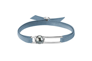 Worms Paris U Lock Me Unisex stretch bracelet Tahitian cultured pearl White gold