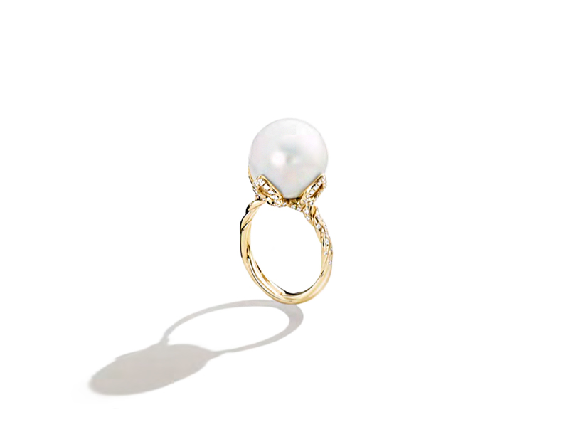 David Yurman Pearl Continuance cocktail ring in 18k yellow gold with south sea pearl and diamonds