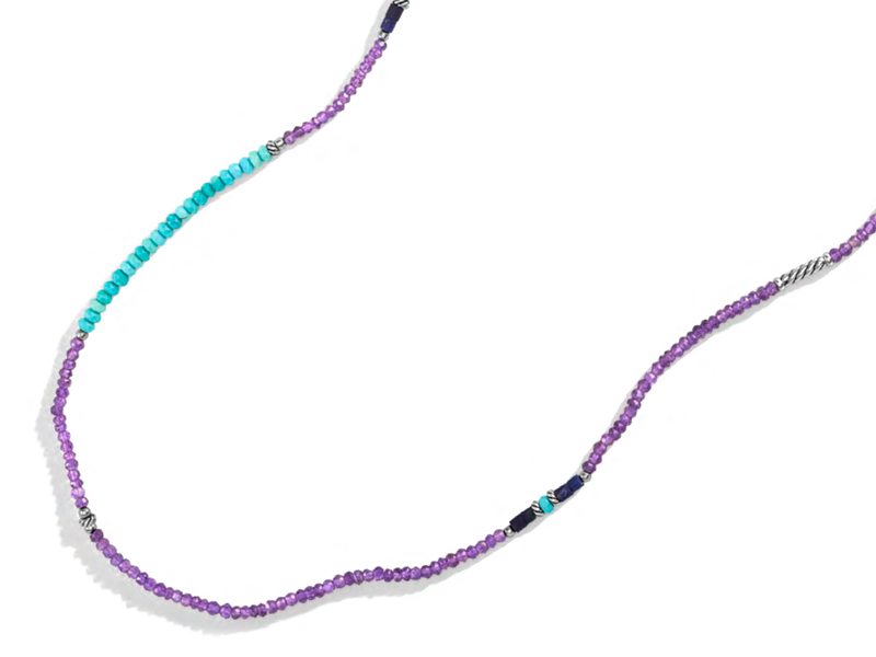 David Yurman - Tweejoux Necklace in sterling silver with amethyst turquoise lapis lazuli
