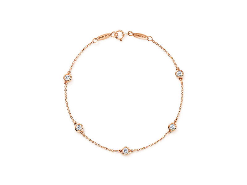 Tiffany 6 Co. Diamonds by the Yard Bracelet mounted on rose gold by Elsa Peretti