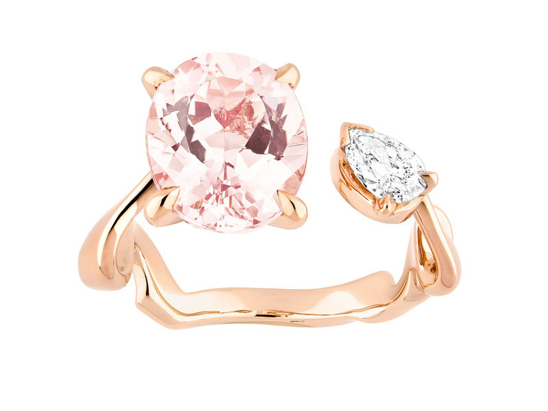 Dior Diorama Précieuse ring mounted on pink gold with diamond and morganite