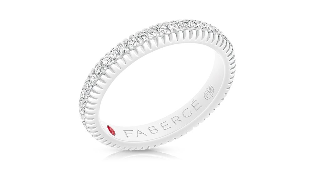 Fabergé Diamond White Gold Fluted Band