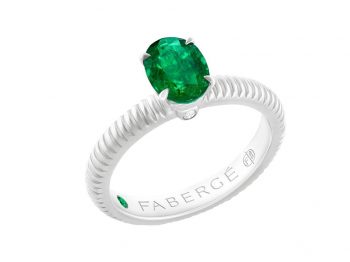 Fabergé Emerald White Gold Fluted Ring