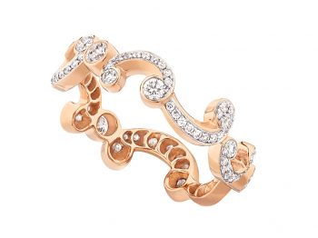 Rococo Pavé Diamond Rose Gold Thin Ring