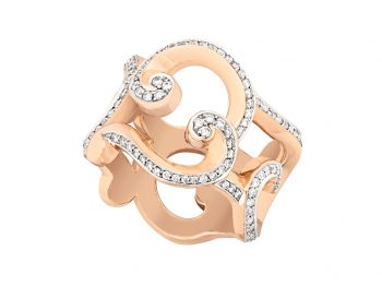 Rococo Pavé Diamond Rose Gold Ring
