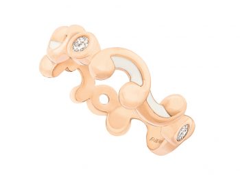 Rococo White Enamel Rose Gold Thin Ring
