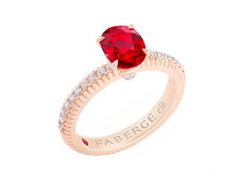 Fabergé Ruby Rose Gold Fluted Ring