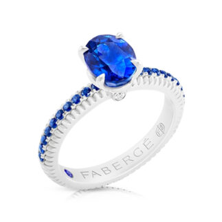 Fabergé Sapphire White Gold Fluted Ring