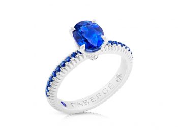 Fabergé Sapphire White Gold Fluted Ring