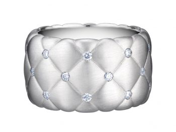Treillage Diamond White Gold Wide Ring