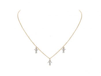Diamonds and 18 carats gold 2 Girls and 1 Boy pendant necklace