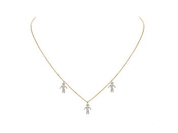 Diamonds and 18 carats gold 3 Boys pendant necklace