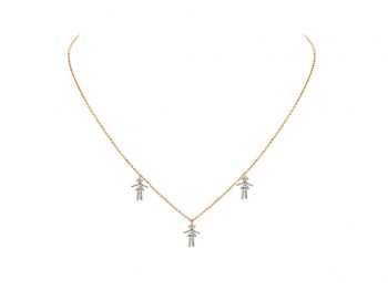 Diamonds and 18 carats gold 3 Girls pendant necklace