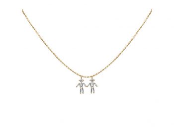 Diamonds and 18 carats gold Boy double pendant necklace