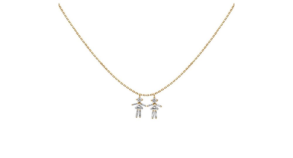 Girl double pendant necklace