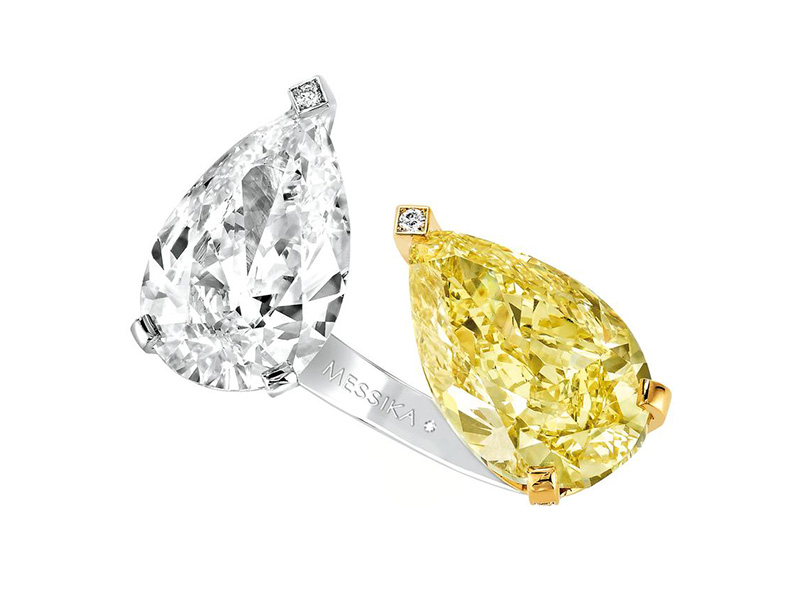 Yellow and White diamond Toi et Moi high ring