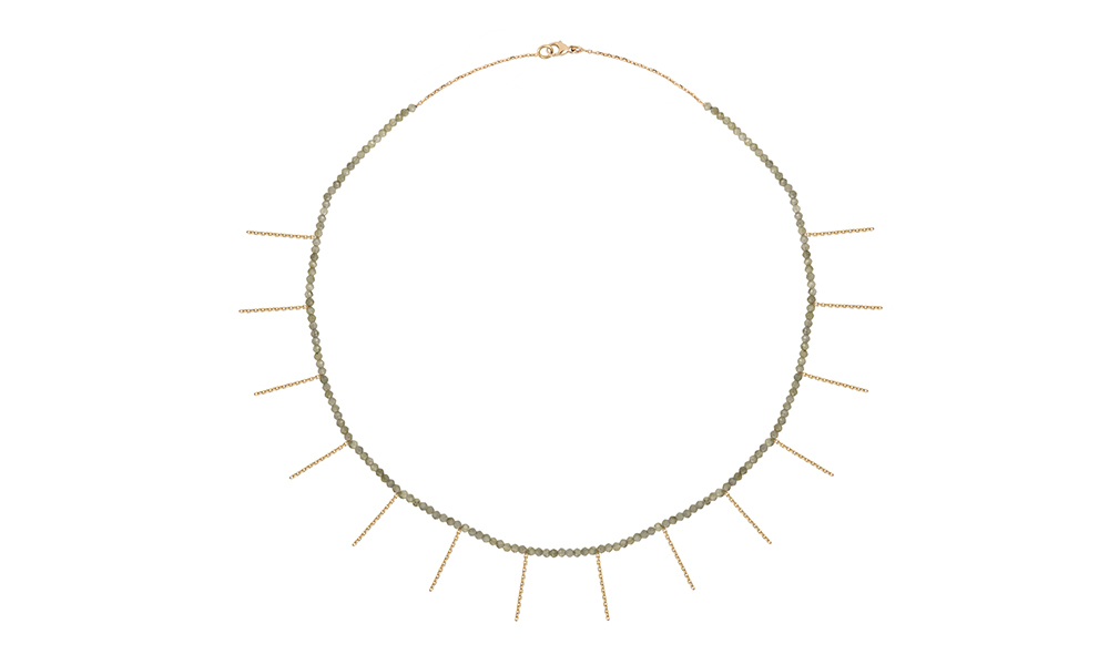 Chakra Necklace with gold fringe