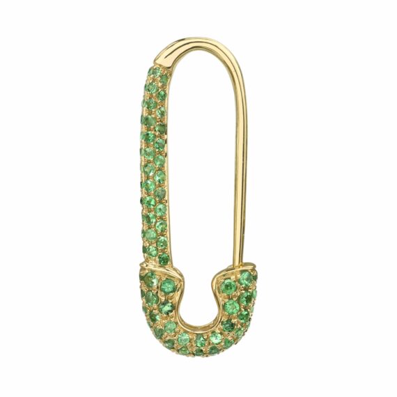 Anita Ko Tsavorite safety pin earring mounted on yellow gold with .46cts tsavorite