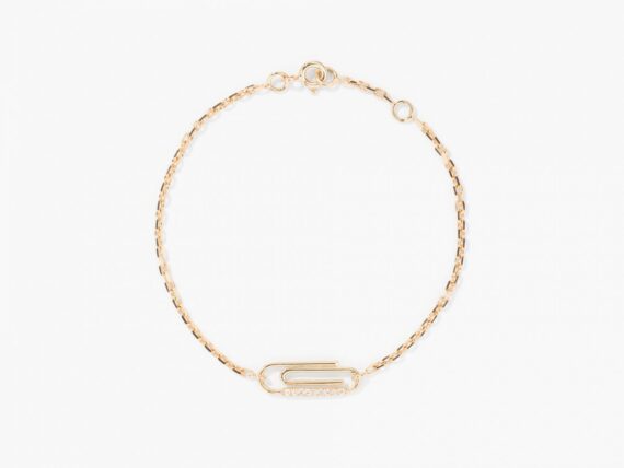 Aurelie Bidermann Paper clip diamonds bracelet mounted on 18k yellow gold