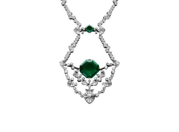 alexandre reza dentelle necklace white gold yellow gold black gold emerald