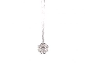 Blossom medium white gold filigree necklace