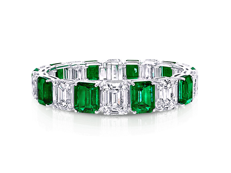 Graff Emerald Cut Emerald and Diamond Bracelet