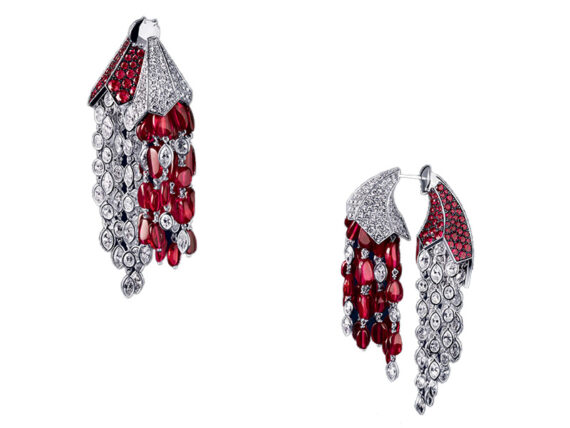 Reza Corne d'abondance earrings diamonds pigeon blood rubies