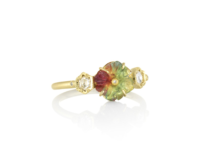 Brooke Gregson Rivera Flower rainbow tourmaline diamond ring