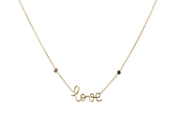Love two black diamonds rose gold necklace