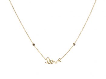 Love two black diamonds yellow gold necklace