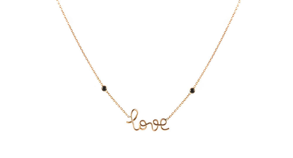 Love two black diamonds rose gold necklace