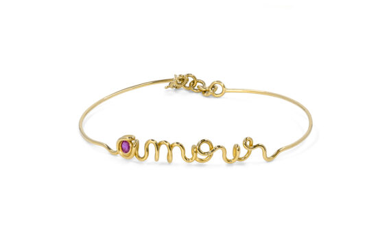 By Elia Amour bracelet mounted on yellow gold with one ruby