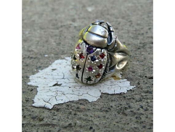 Catherine Michiels Maximillien rainbow ring mounted on sterling silver with sapphires ~ USD$ 800