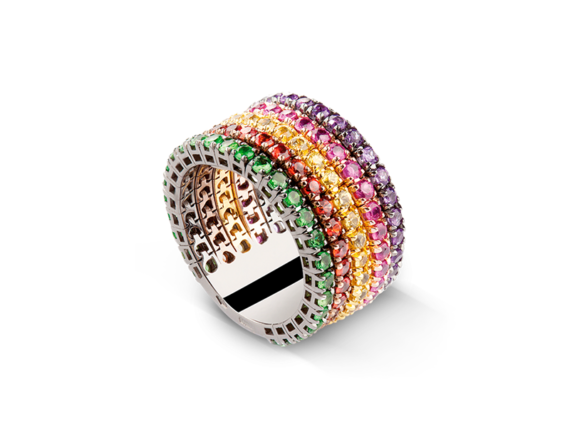 Claudia Oddi Multicolor ring mounted on gold