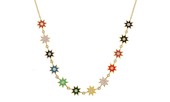 Colette Jewelry 18KT Yellow gold Multi-colored Enamel necklace