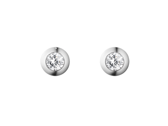 Georg Jensen Aurora earrings mounted on white gold with brilliant cut diamonds 