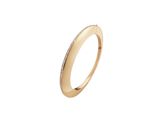 Georg Jensen Dune Bangle mounted on rose gold with cinnamon diamonds