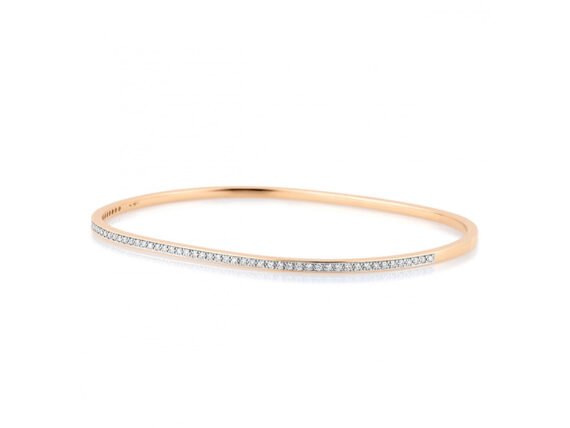 Ginette NY Diamond TV bangle mounted on rose gold with diamonds