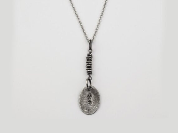 Henson Recycled silver pendant with free swinging hallmarks in centre pendant ~ USD$ 460