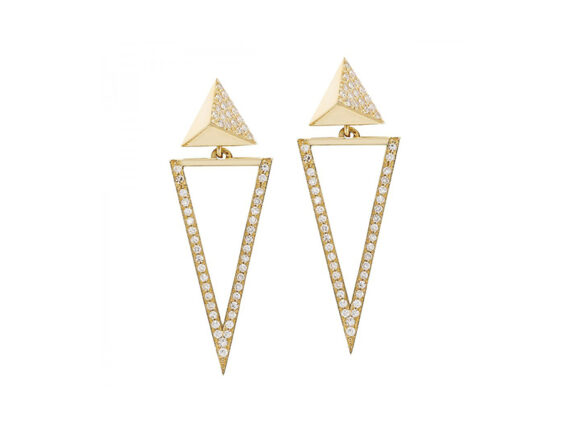 Ileana Makri Bermuda Triangle earrings mounted on yellow gold with white diamonds