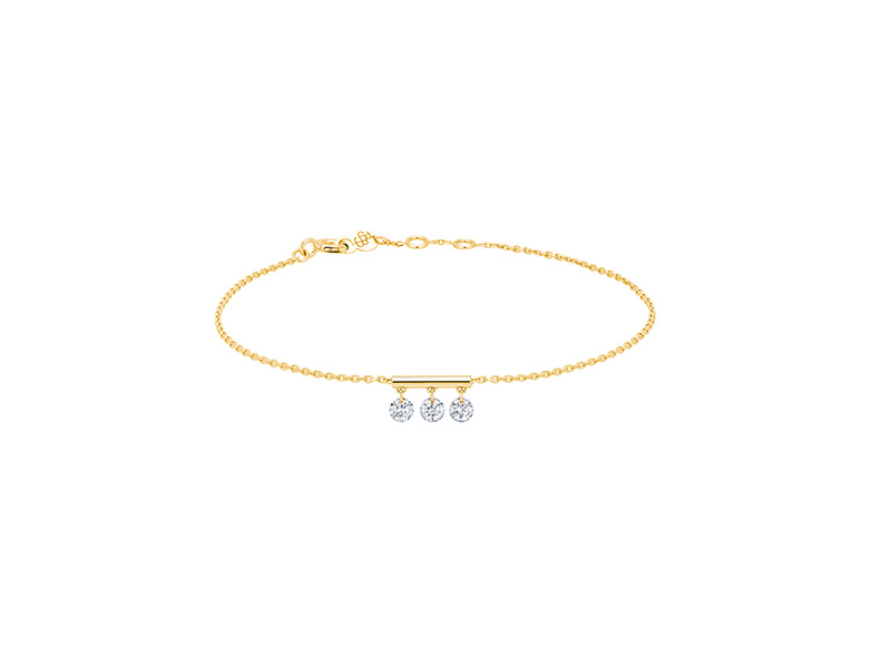 La Brune et La Blonde - Pampilles Bracelet with 3 diamonds mounted on yellow gold