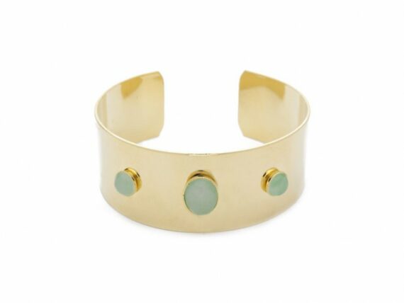 Lou Yetu Diana bangle bracelet mounted on gold plated with aventurine or rose quartz ~ 120 Euros